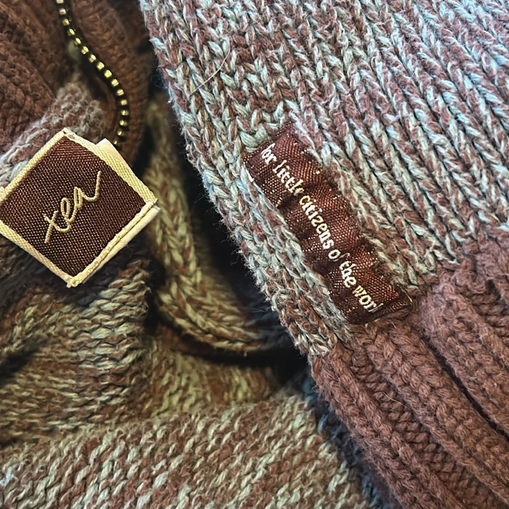Tea Collection Kids Zip Up Sweater Cardigan Brown and Teal OG Designs - Picture 7 of 9